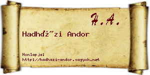 Hadházi Andor névjegykártya